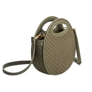 Melie Bianco Lola Green Woven Round Crossbody Clutch Vegan Boho Cottage NWOT